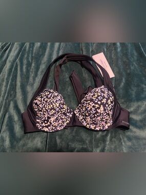 Calvin Klein Black Floral Push-Up Swim Bra